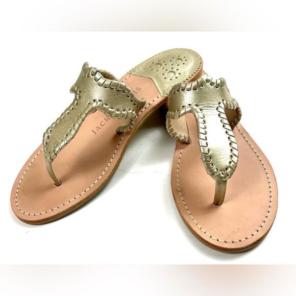 Jack Rogers Gold Leather Women's Sandals - Picture 4 of 7